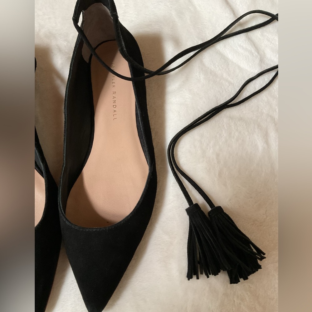 Loeffler Randall Tassel Accents D'orsay Flats In Black Suede, 7.5 - Picture 4 of 8
